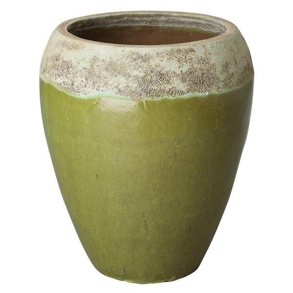 Emissary Large 29 in. Lime Ceramic Reef Round Pot