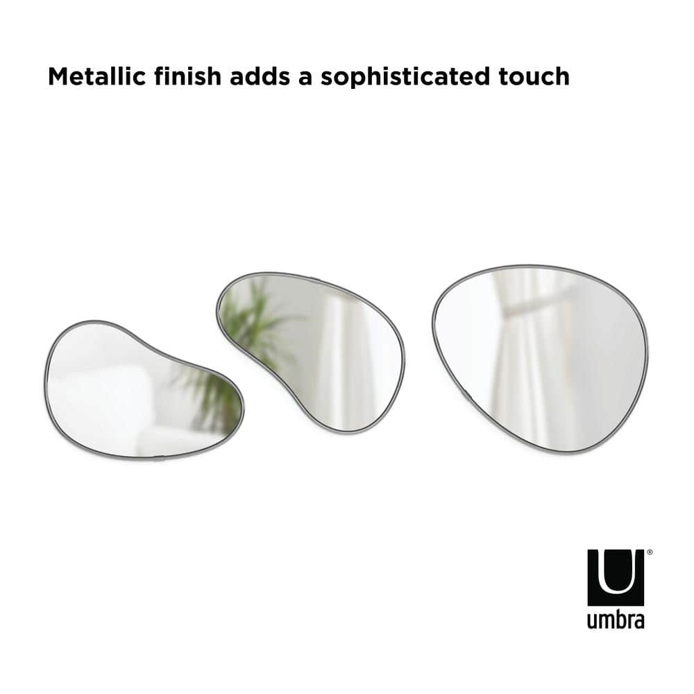 Set of 3 Organic-Shaped Metallic Frame Mirrors