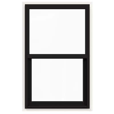 30 in. x 48 in. V-4500 Series Black Exterior/White Interior FiniShield Single-Hung Vinyl Window w/Fiberglass Mesh Screen