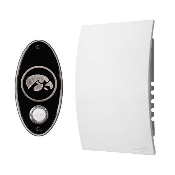 Broan-NuTone College Pride University of Lowa Wired/Wireless Door Chime Mechanism and Pushbutton Kit - Satin Nickel