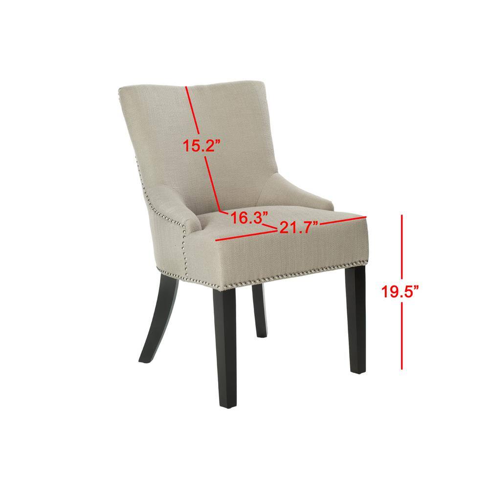 Beige Linen Upholstered Parsons Side Chair with Wood Legs