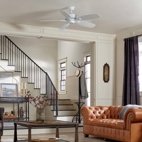 KICHLER Canfield 52 in. Indoor White Downrod Mount Ceiling Fan with Pull  Chain 300117WH - The Home Depot