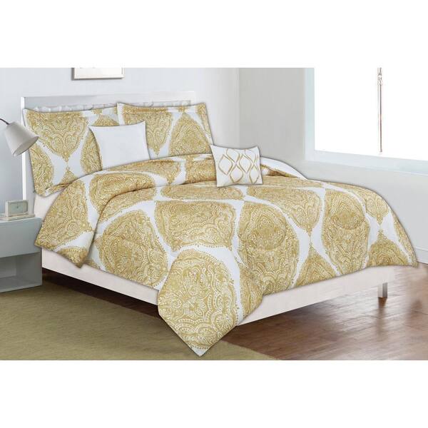 Home Dynamix Classic Trends Yellow Medallion 5-Piece Full/Queen Comforter Set