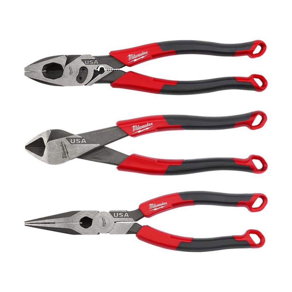 Milwaukee Linesman Plier W/Comfort Grip/Crimper W/8 In. Long Nose Plier ...