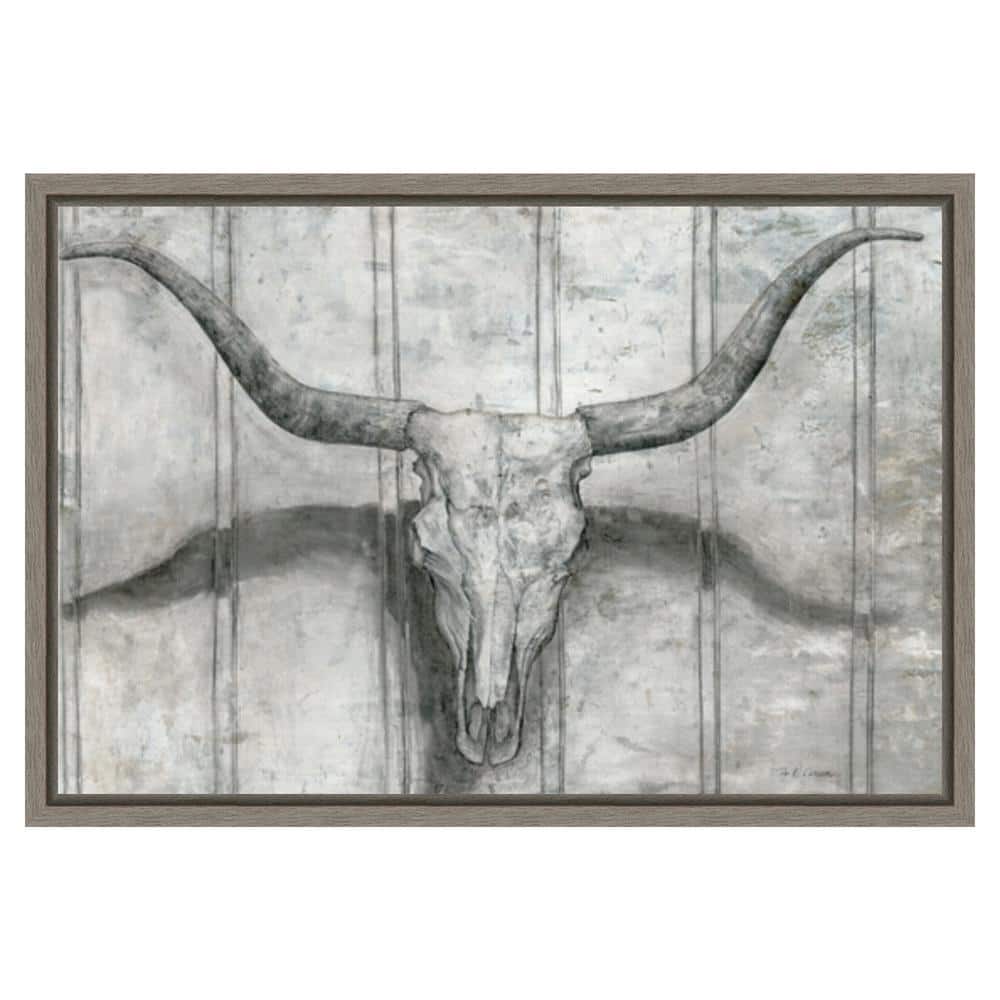 Marie Elaine Cusson Longhorn Silver Floater Frame Canvas Print