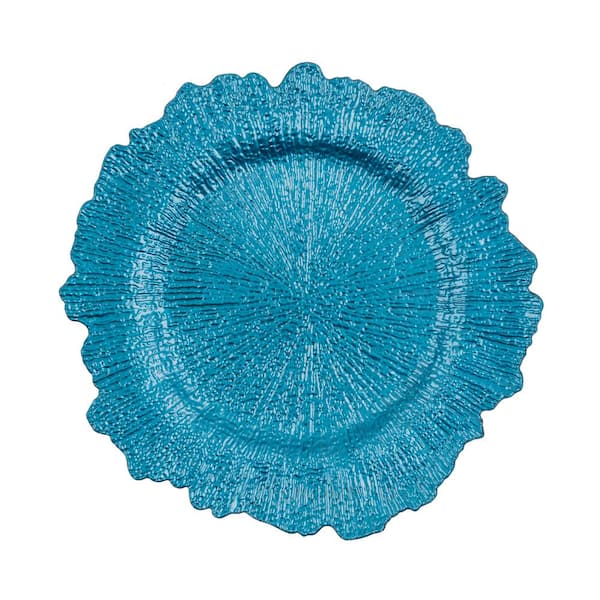 American Atelier 13 in. D Cobalt Reef Set Of 4 Polypropylene Charger Plates