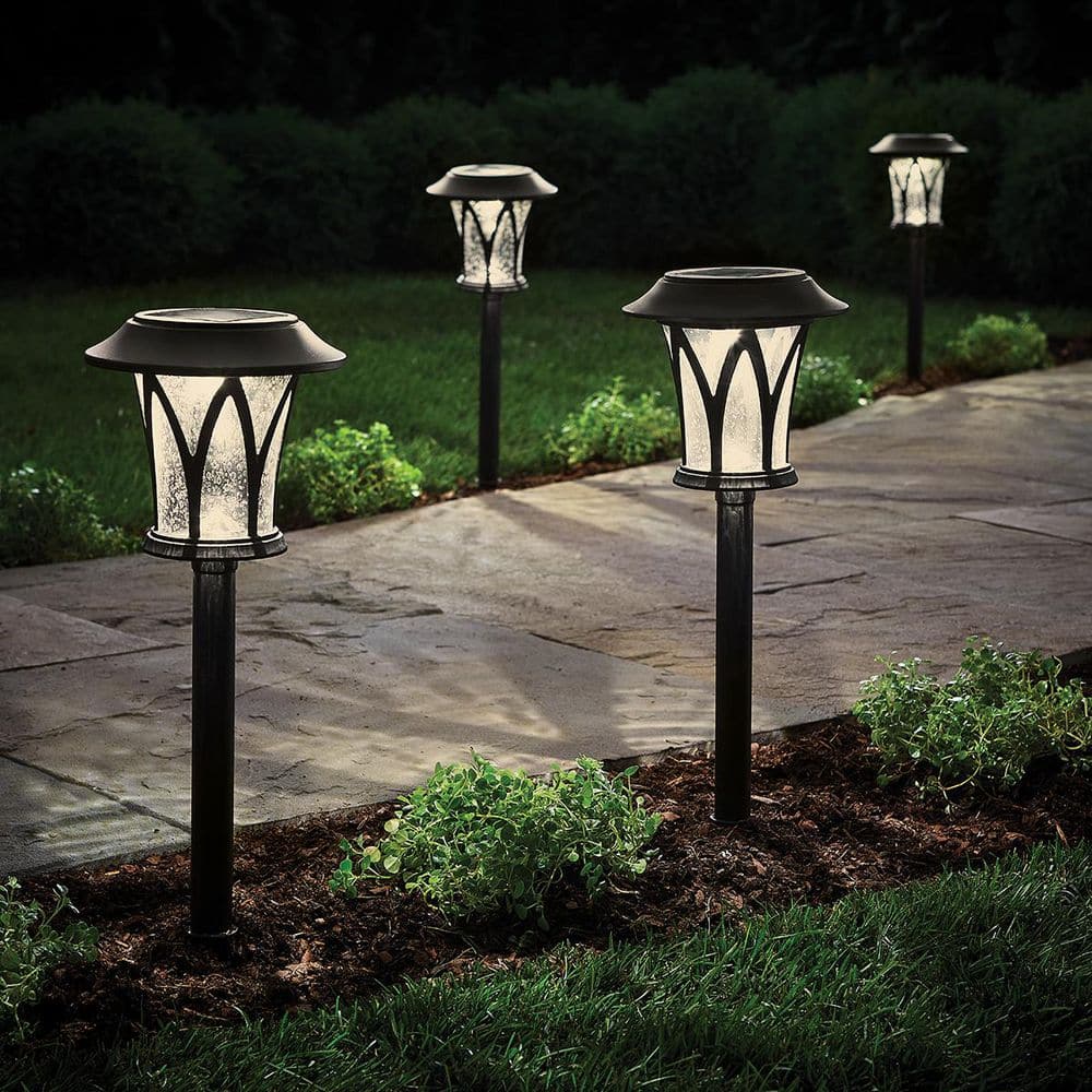 Hampton Bay Naples Black Integrated LED Weather Resistant Outdoor Solar  Path Light (4-Pack) 43194 - The Home Depot, image size:1000x1000