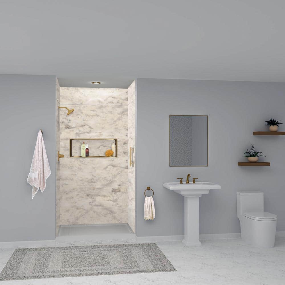 SaraMar Sand Creme Velvet 48'' x 96'' Glue Up Shower Wall Panels
