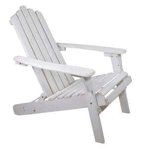36 in. White Classic Folding Wooden Adirondack Chair