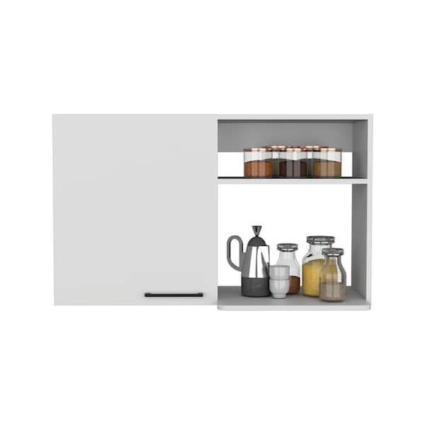 39.37 in. W x 15.75 in. D x 23.62 in. H Bathroom Storage Wall Cabinet in White with Open Storage Shelves, Single Door