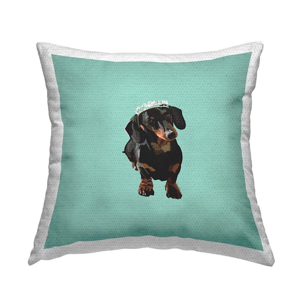 Stupell Industries Royal Dachshund on Turquoise Outdoor Printed Throw Pillow by Amelia Noyes
