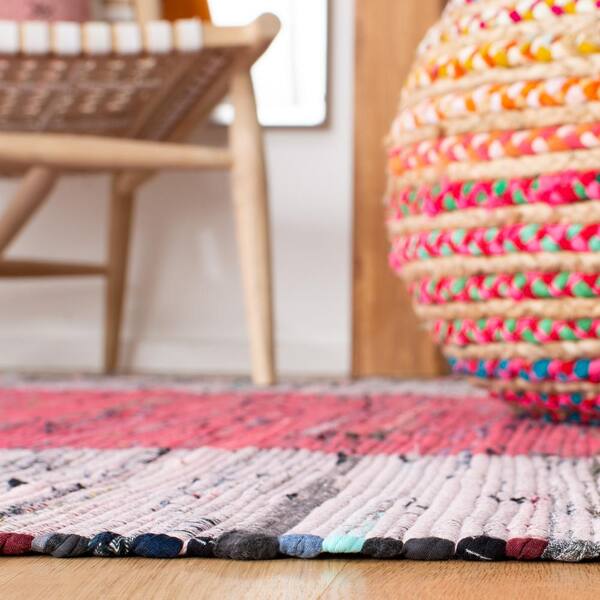 Red Striped Recycled Yarn Rug, 2X3 Ft