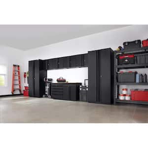 8-Piece Pro Duty Welded Steel Garage Storage System in Black LINE-X Coating (184 in. W x 81 in. H x 24 in. D)