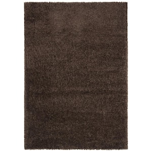 August Shag Brown 4 ft. x 6 ft. Solid Area Rug