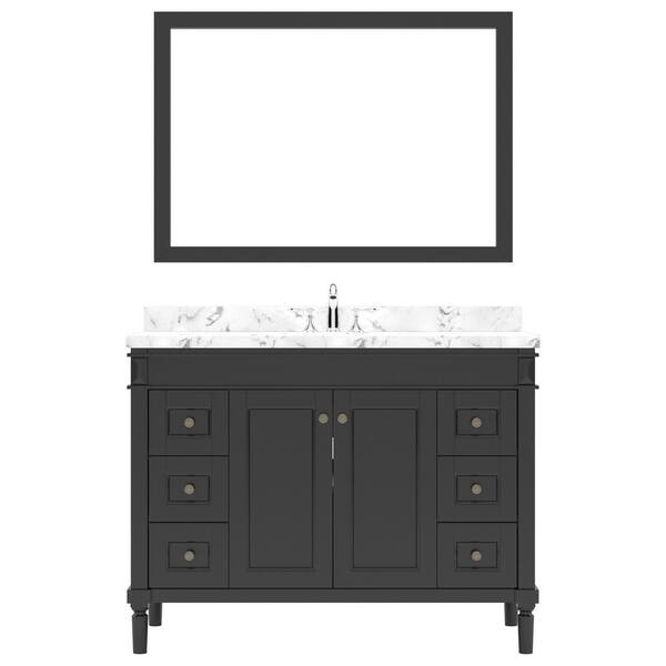Virtu USA Tiffany 48 in. W x 22 in. D x 37 in. H Single Sink Bath Vanity in Espresso with Quartz Top and Mirror