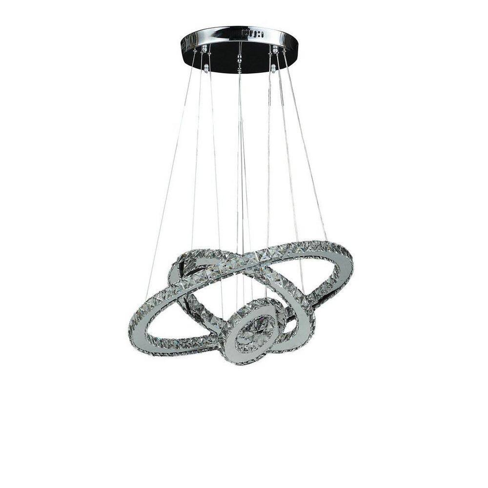 3 Light Silver Chrome and Crystal Triple Hoop Chandelier for Dining Room with Integrated LED Bulbs Included price history on PriceWatchPro