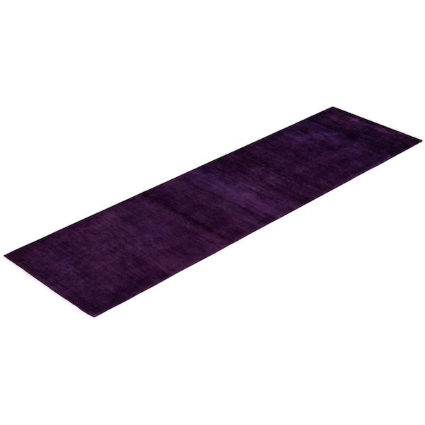 Overdyed Purple 3 x 11 Solid Wool Indoor Runner Rug