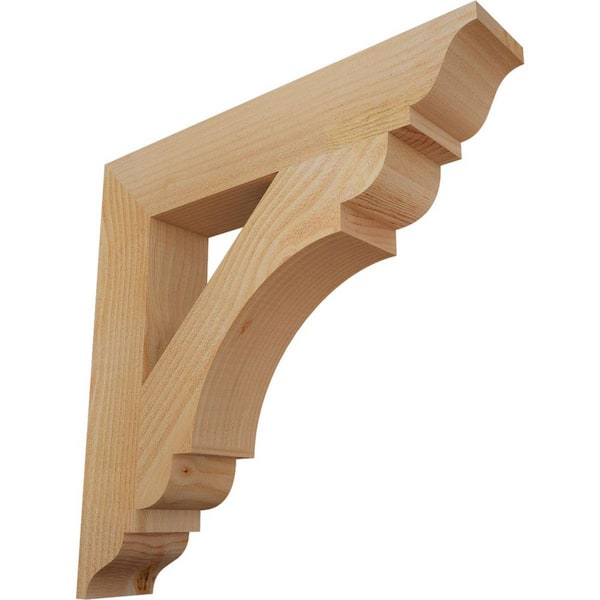 Ekena Millwork 4 in. x 22 in. x 22 in. Douglas Fir Olympic Traditional Rough Sawn Bracket