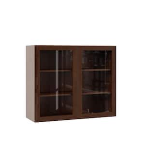 Designer Series Soleste Assembled 36x30x12 in. Wall Kitchen Cabinet with Glass Doors in Spice