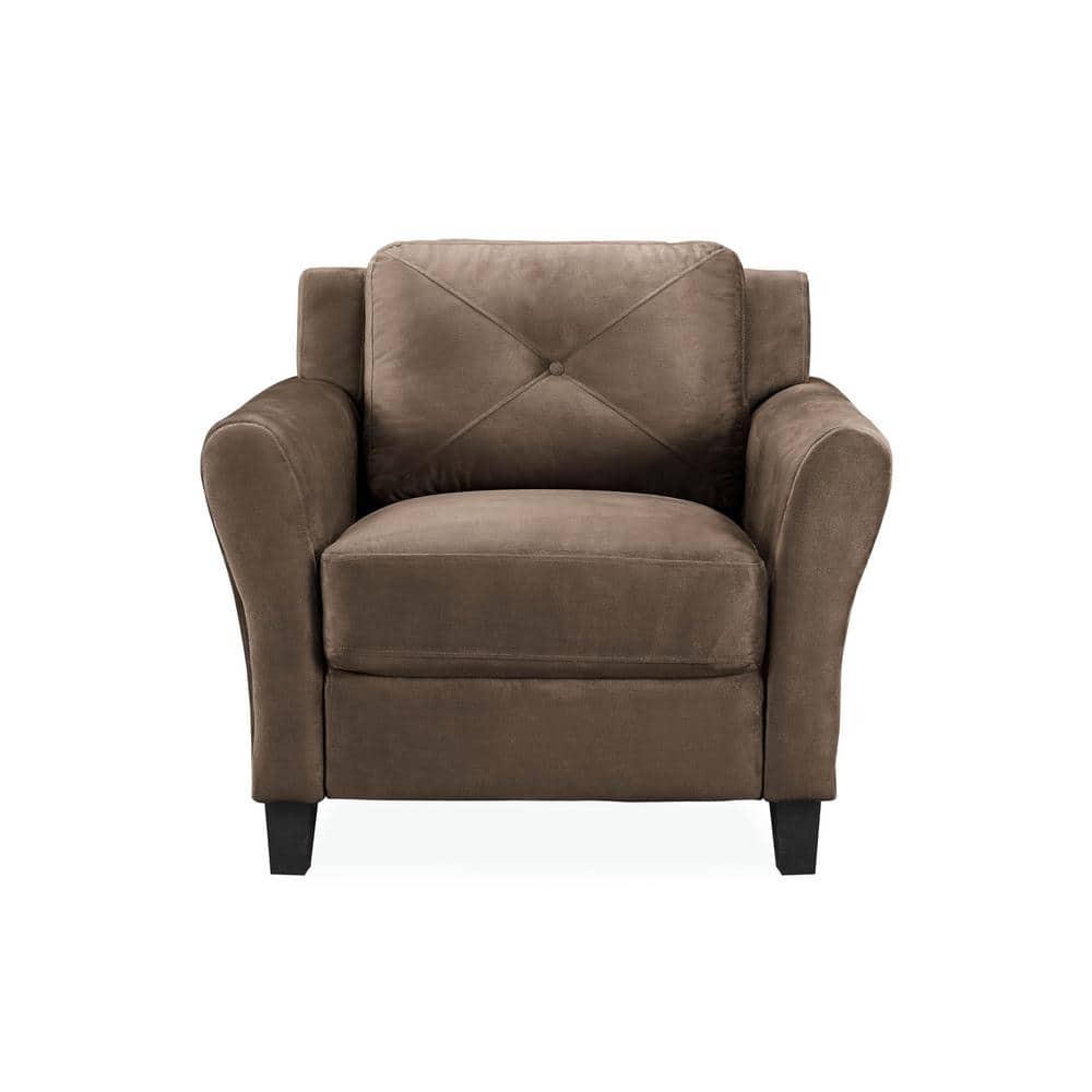 Harvard Brown Microfiber Accent Chair with Wood Frame