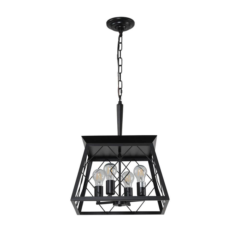 4-Light Black Pendant Light-Adjustable Height, Metal Lighting Fixture with E26 Bulb Compatibility (No Bulbs Included) price history on PriceWatchPro