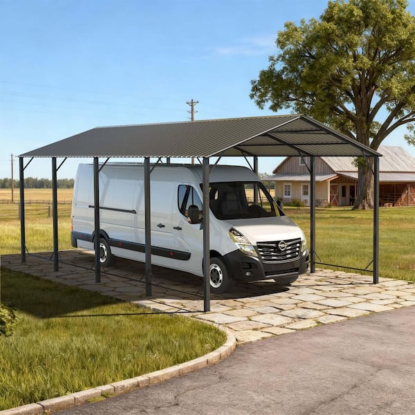 12 ft. W x 20 ft. D Eggshell Shaped Galvanized Steel Carport Canopy and Shelter