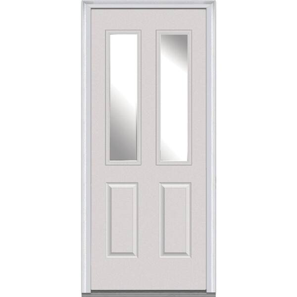 MMI Door 32 in. x 80 in. Right-Hand Inswing 2-Lite Clear 2-Panel Classic Primed Fiberglass Smooth Prehung Front Door