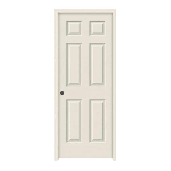 JELD-WEN 28 in. x 78 in. Textured 6-Panel Composite Solid Core Primed Molded Single Prehung Interior Door with Trim
