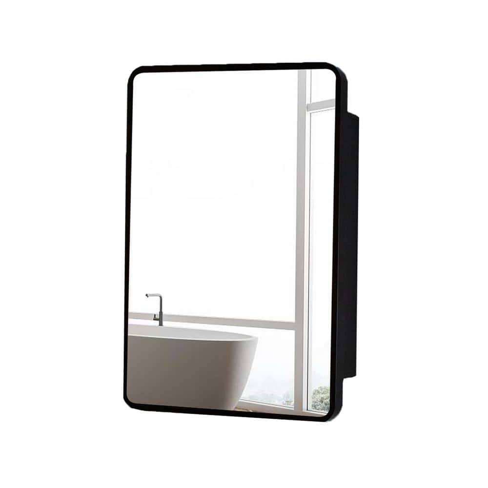 24 In. W X 30 In. H Black Rectangular Aluminum Recessed Surface Mount 