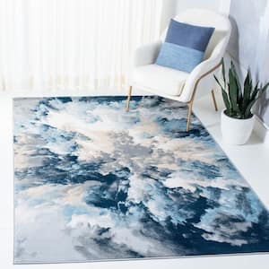 Lagoon Blue/Beige 7 ft. x 7 ft. Abstract Gradient Square Area Rug