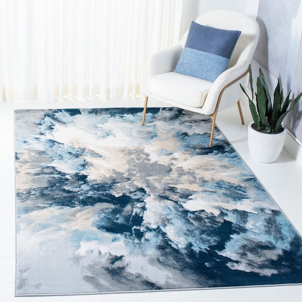 Lagoon Blue/Beige 8 ft. x 10 ft. Abstract Gradient Area Rug