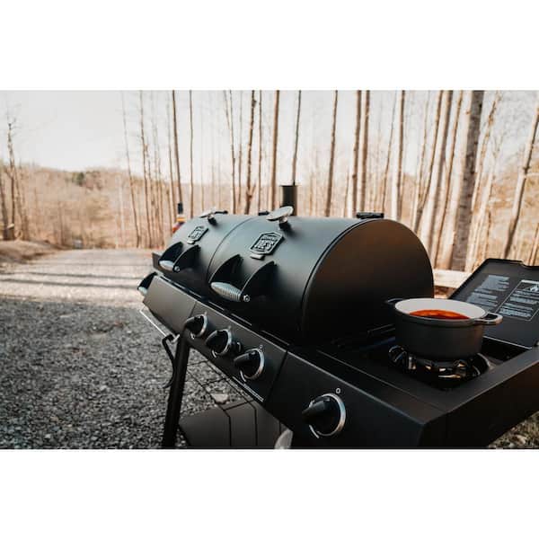 OKLAHOMA JOE'S Longhorn Combo 3-Burner Charcoal and Gas Smoker Grill in  Black with 1,060 sq. in. Cooking Space 15202029 - The Home Depot