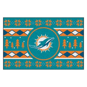Miami Dolphins Holiday Sweater Teal 1.5 ft. x 2.5 ft. Starter Area Rug
