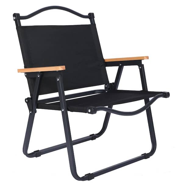 Metal Outdoor Lounge Chair in Brown Set of 1, Folding Camping Chair with Handle and Storage Bag, 253 lb. Load Bearing-S