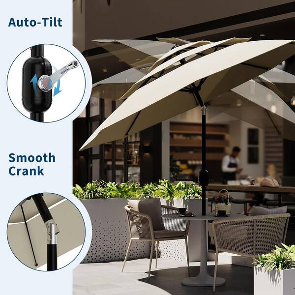 hyvee patio umbrella Garvee 15 ft Rectangular with Base Included - Large Patio Umbrella with Crank Handle, UV Protection for Outdoor Market, Backyard, Pool - Navy Blue relaxing by the pool GarveeLife 10 ft Outdoor Patio