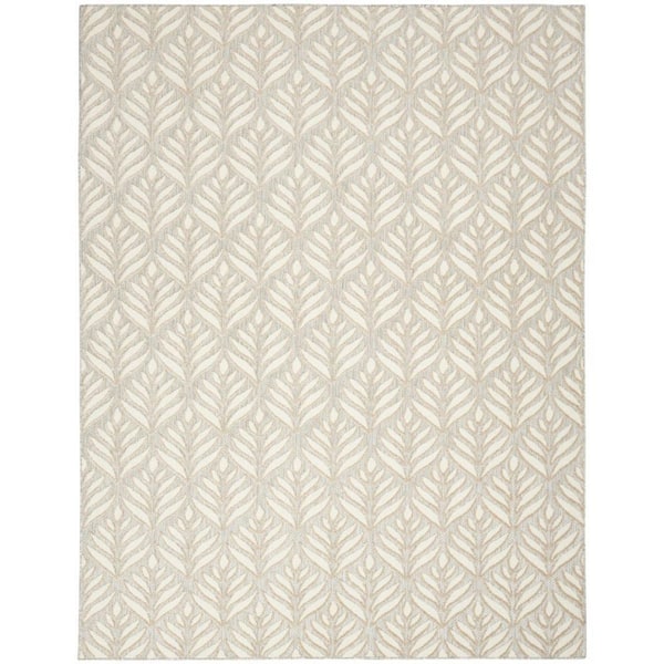 Ivory, Gray 8 ft. x 11 ft. Woven Polypropylene Rectangle Indoor/Outdoor Area Rug