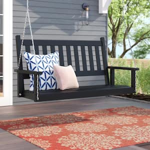 25.5 in. Tall Maine Black Wood Patio Porch Swing