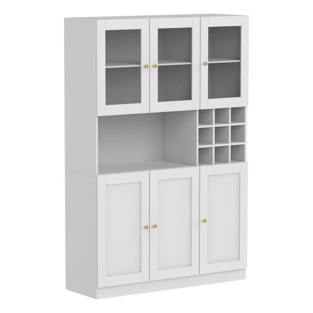 FUFU&GAGA White Wood Storage Cabinet With 3-Acrylic Door and 3-Drawer With  Large Storage Spaces For Living Room, Study, Kitchen KF260033-02-KPL - The  Home Depot