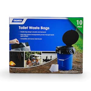 Leak Proof Double Lined Camping Toilet Waste Bags in Black (10-Pack)