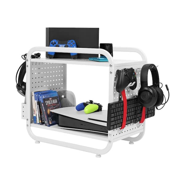5-Tier Metal Video Game Console Storage Tower, White