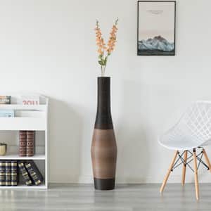 Tall Decorative Unique Floor Vase, Freestanding Designer Modern Floor Vase, Brown PVC Floor Vase, 41 in.-Tall Vase