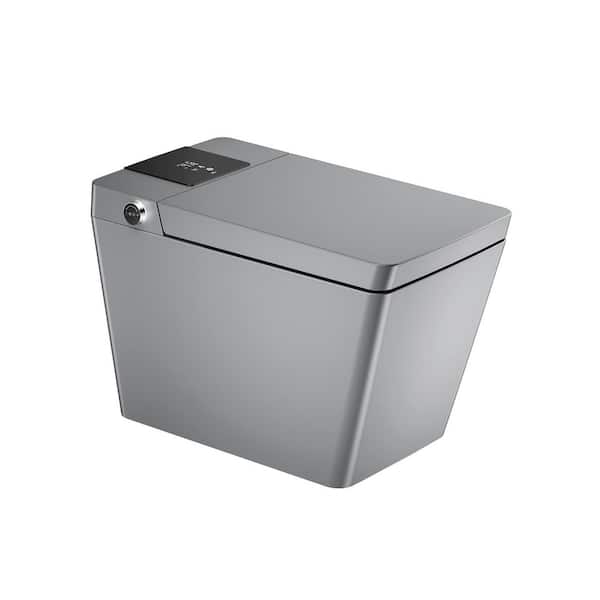 Smart Bidet Toilet in Gray 1.28 GPF with Instant Heating Auto Open/Close/Flush Dual Nozzle Bidet Warm Air Dryer