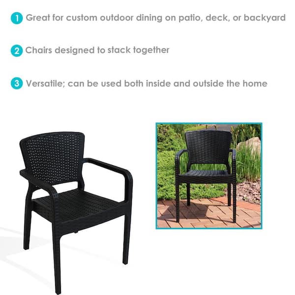 Sunnydaze Segonia Black Stacking Plastic Indoor/Outdoor Sunnydaze Segonia Black Stacking Plastic Indoor/Outdoor