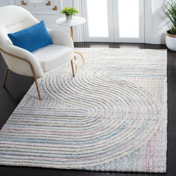 Southampton 6 ft. x 9 ft. Pink/Blue Meander Striped Area Rug