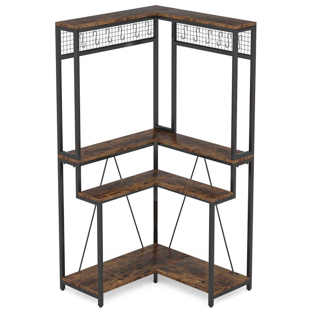 IRIS 67.72 in. Brown 4-shelf Baker's Rack with Storage Adjustable Shelves,  Coffee Station, Small Closet Organizer 590063 - The Home Depot