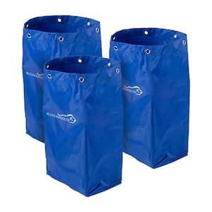 Blue, Janitorial Cart Replacement Bag, Commercial Cleaning Cart Bag for Hotel, Laundry, Towels, Housekeeping (3-Pack)