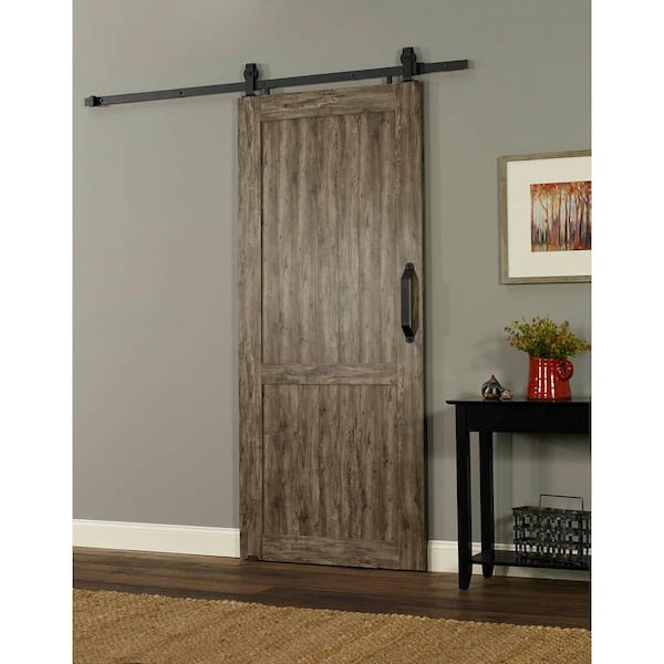 Millbrooke White PVC Vinyl H Style Barn Door with Sliding Door Hardware Kit