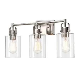 23.64 in. 3-light With Brushed Nickel Vanity Light finish And Clear Glass Shade