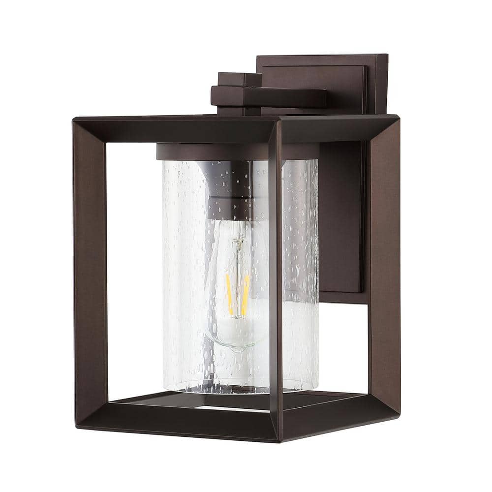 Black Iron and Pulegoso Glass Outdoor Sconce Light Set