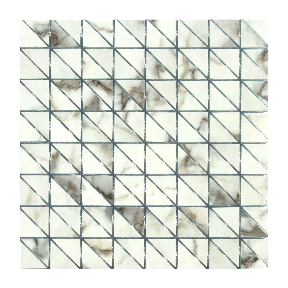 Nature Bianco Carrara 12 in. x 12 in. Triangle Square Glass Mosaic Wall Tile (10 sq.ft/Case) price history on PriceWatchPro